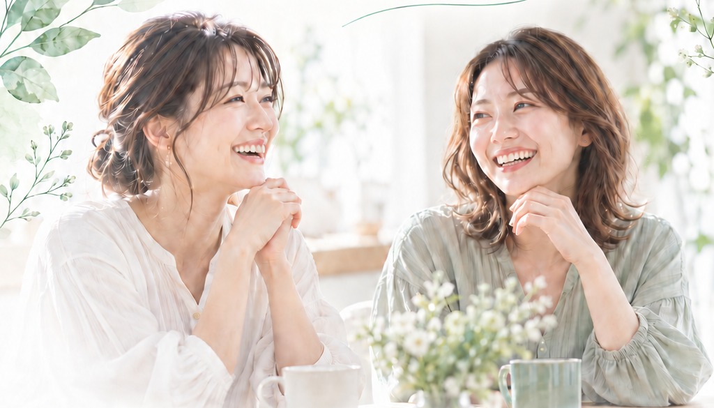 笑顔で話す2人のママ